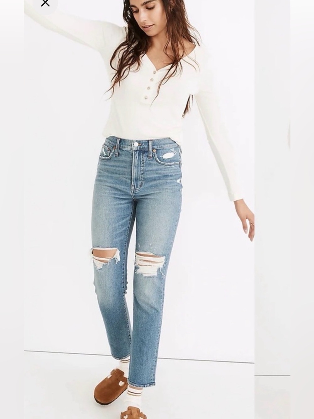 MADEWELL destructed cropped boyfriend jeans